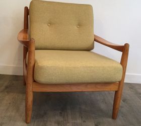 Fauteuil 60's JAUNE tramé gris 